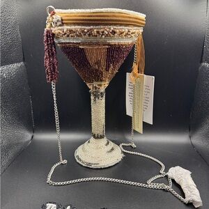 Viral Beaded Martini Glass Purse with Chain